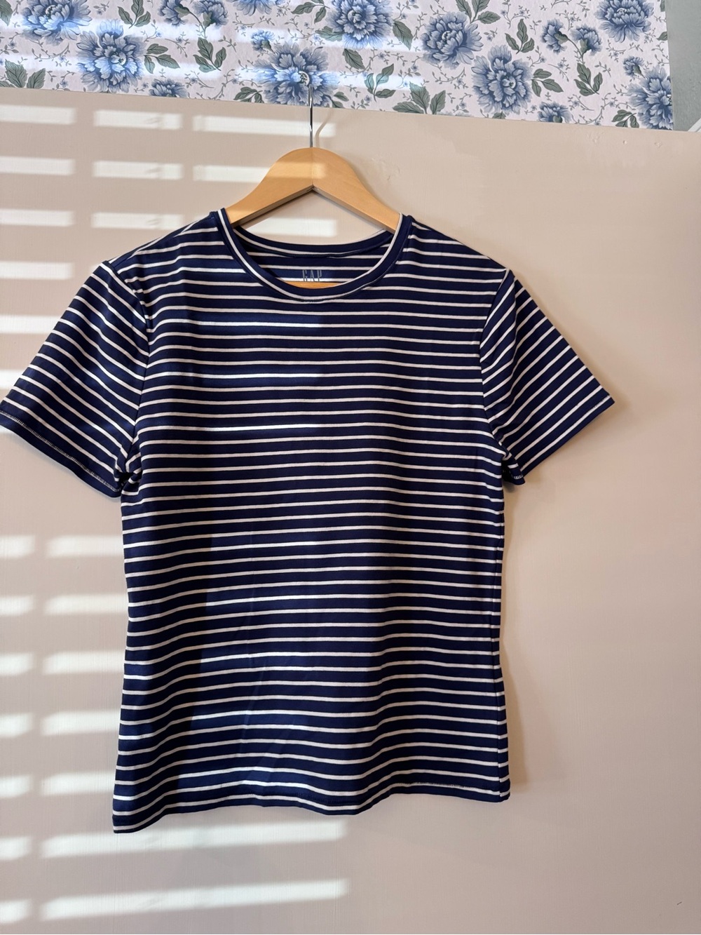 GAP Navy and White Striped Short-Sleeve Tee